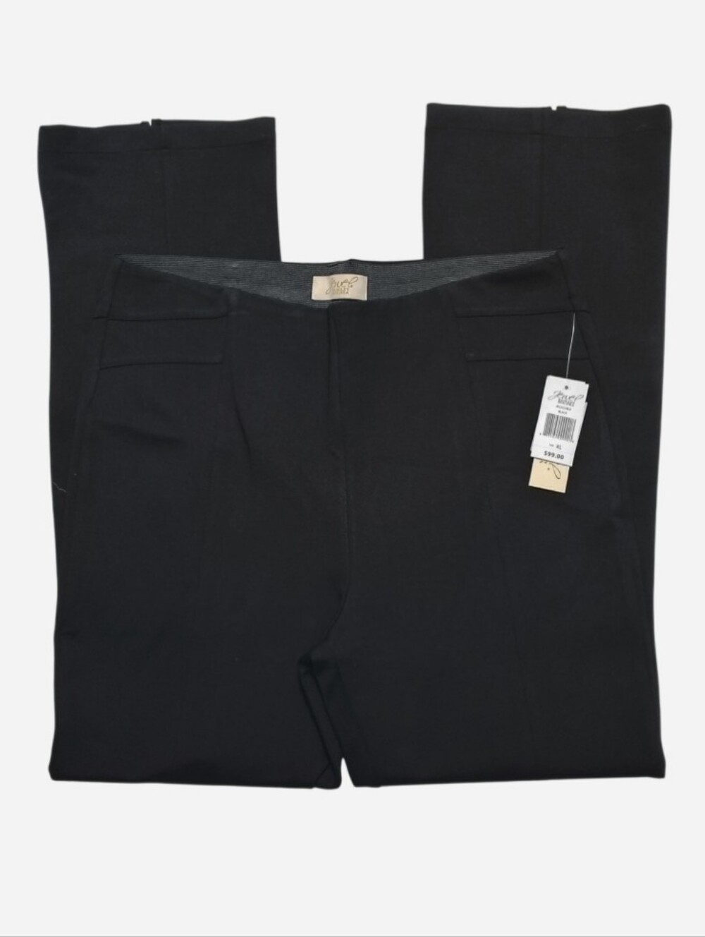 NWT Badgley Mischka Jewel Black Stretch Pull-On Ponte Pants Stretch Women's XL